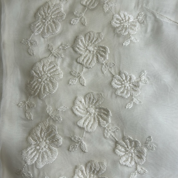 JUDY BOND VINTAGE 1950s EMBROIDERED SHEER SLEEVE BLOUSE SECRETARY BOW SZ 14 - Picture 16 of 16